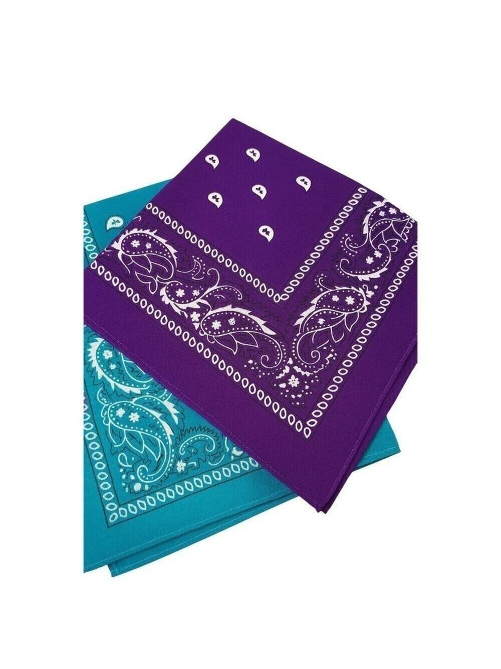 Turquoise Purple Colorful Bandanas 21x21 Inch Square Western Style Scarves Set o